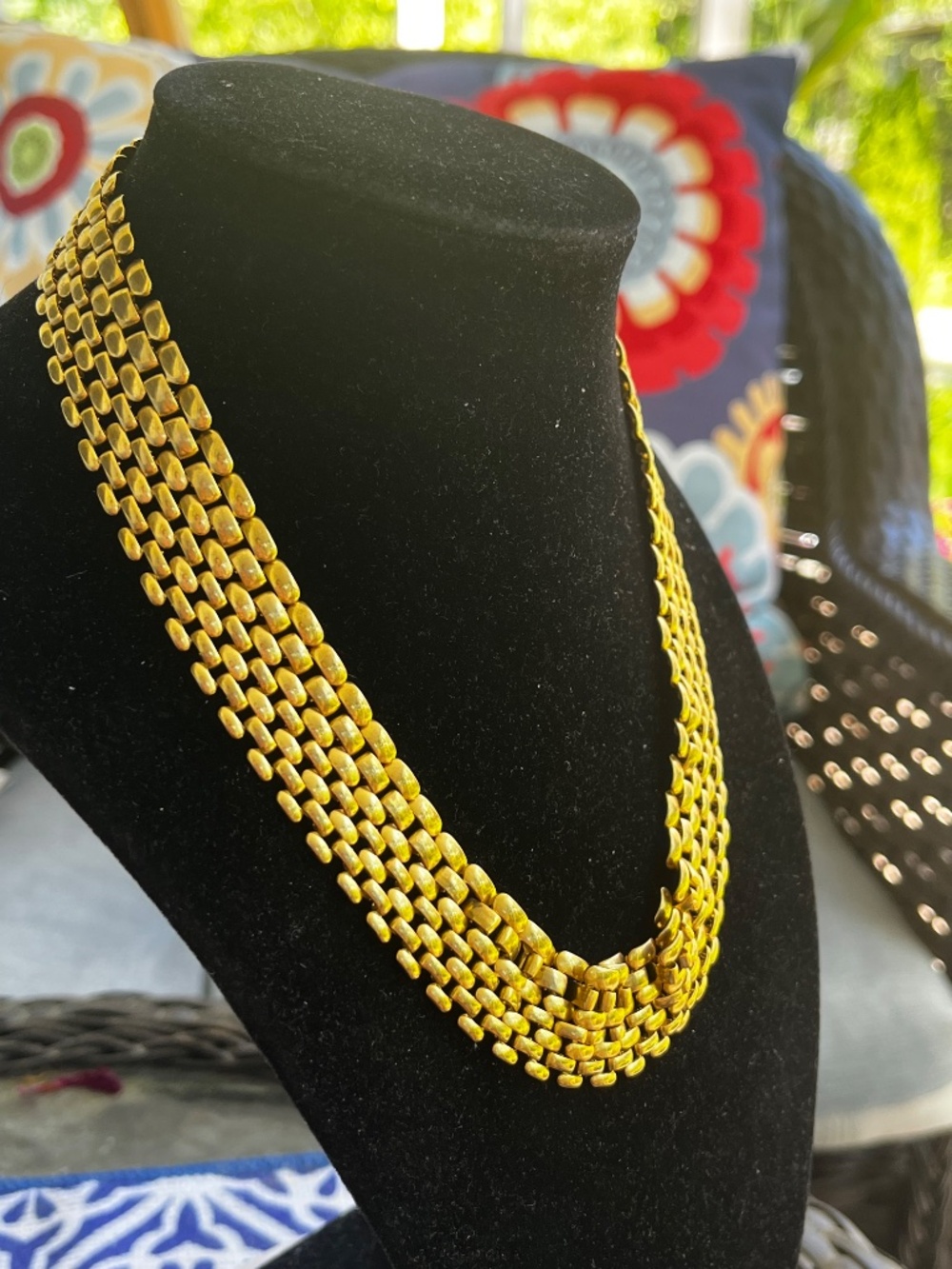 Vintage Gold Plated Egyptian Revival Cleopatra Panther link Necklace - Picture 3 of 6